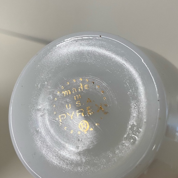 Vintage Pyrex Dove grey Gold band cream and sugar - Picture 7 of 8